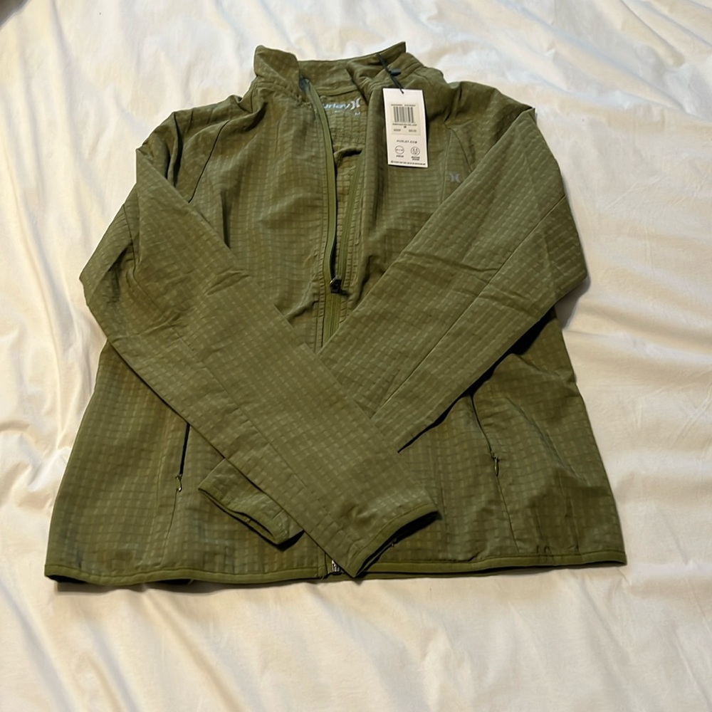 Women’s Hurley medium Mock neck trail jacket olive branch green NWT